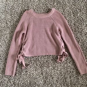 Purple/ Mauve Knitted Cropped Long Sleeve w/ side bow straps